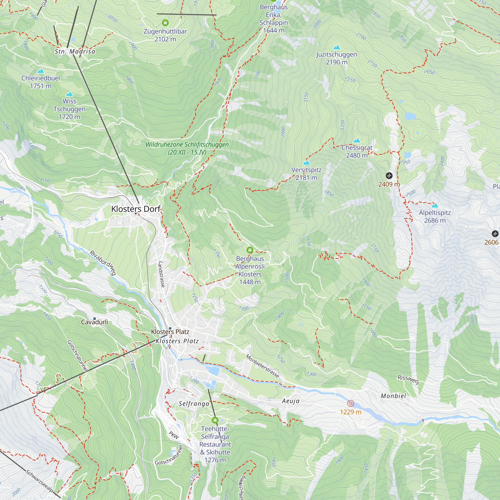 Berghaus Alpenrösli Klosters map