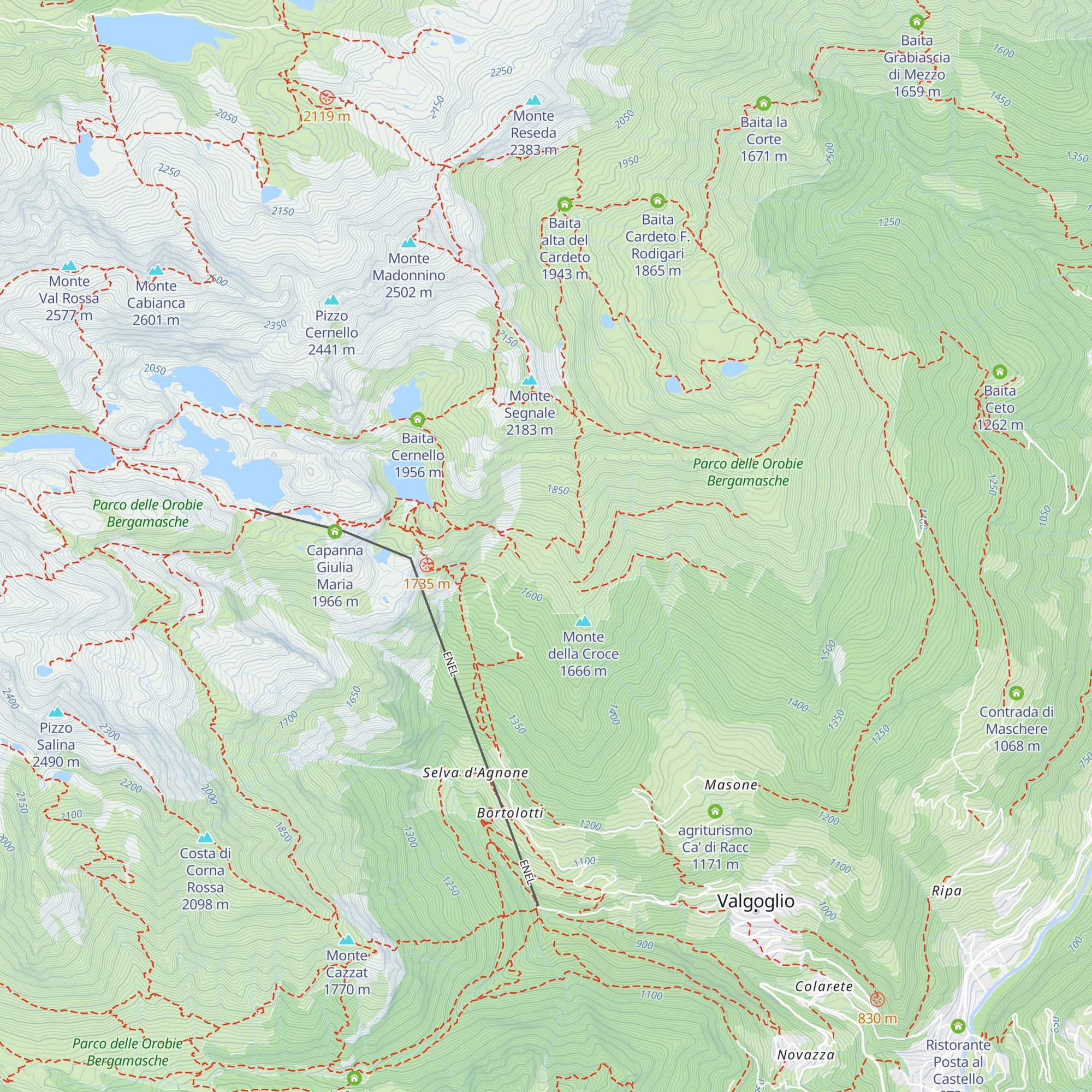 Baita di Monte Agnone map