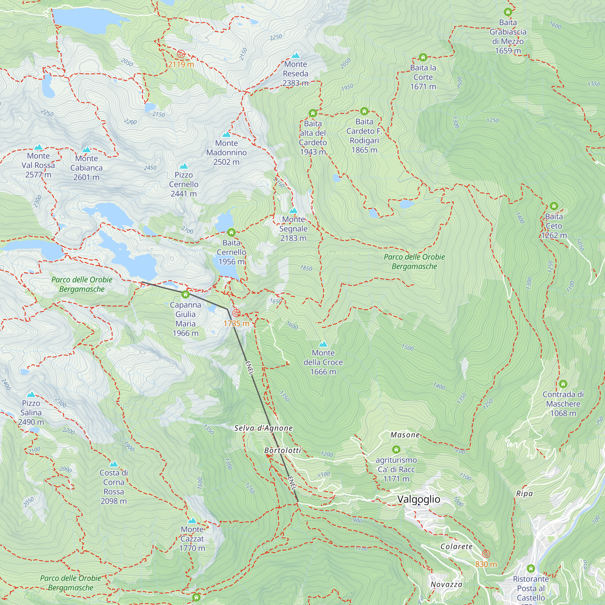 Baita di Monte Agnone map
