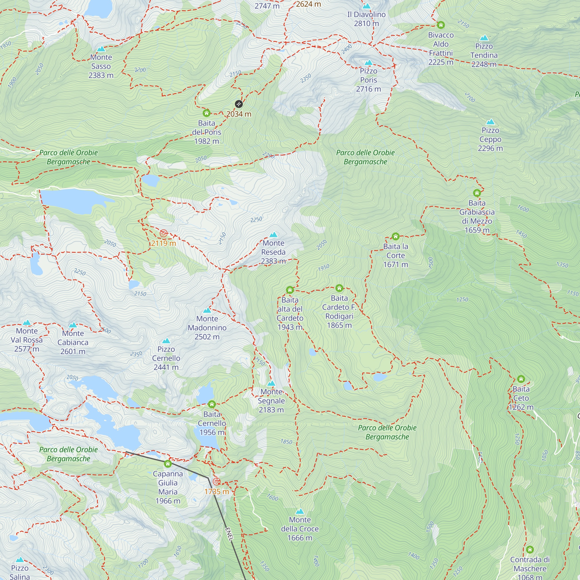 Baita alta del Cardeto map