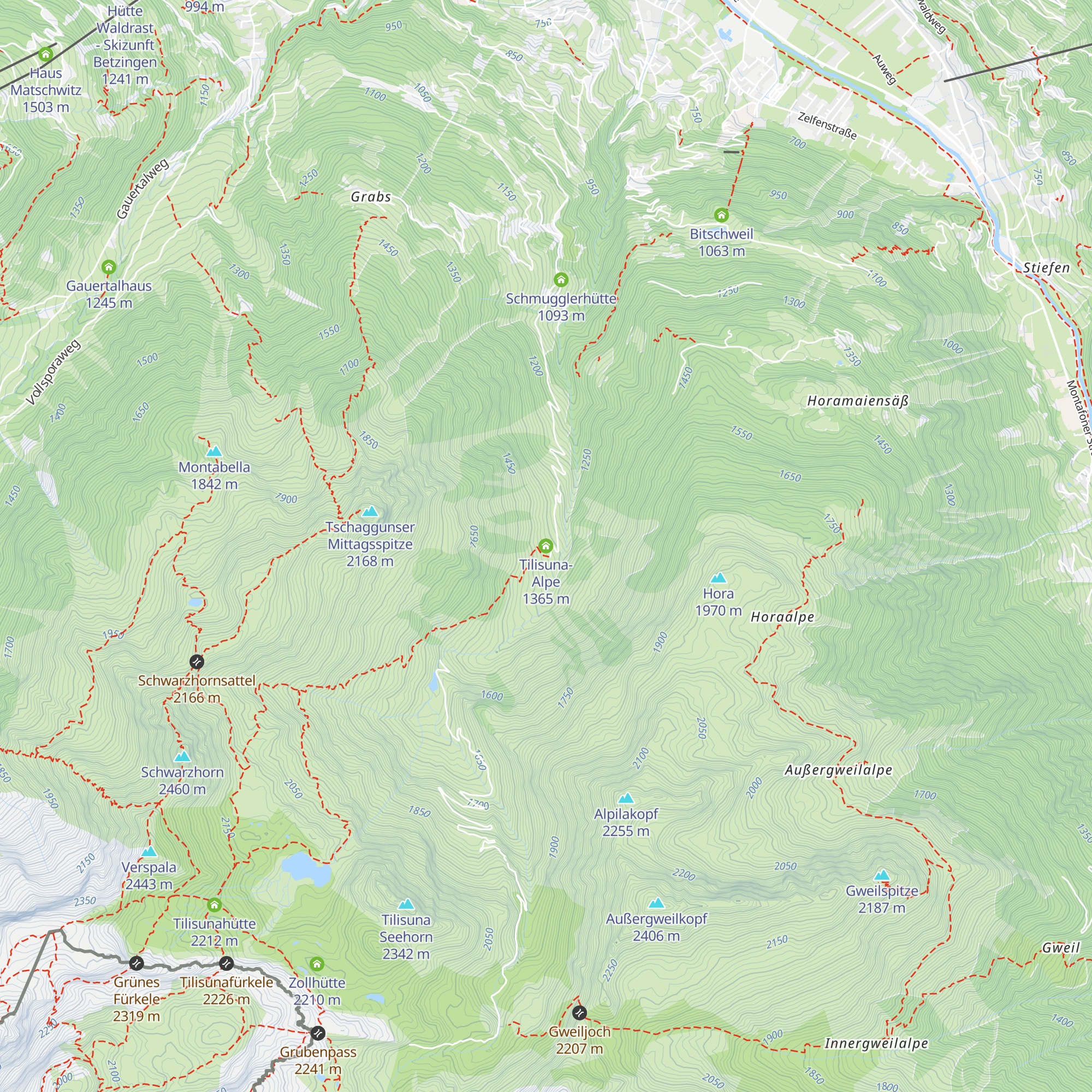 Tilisuna-Alpe map