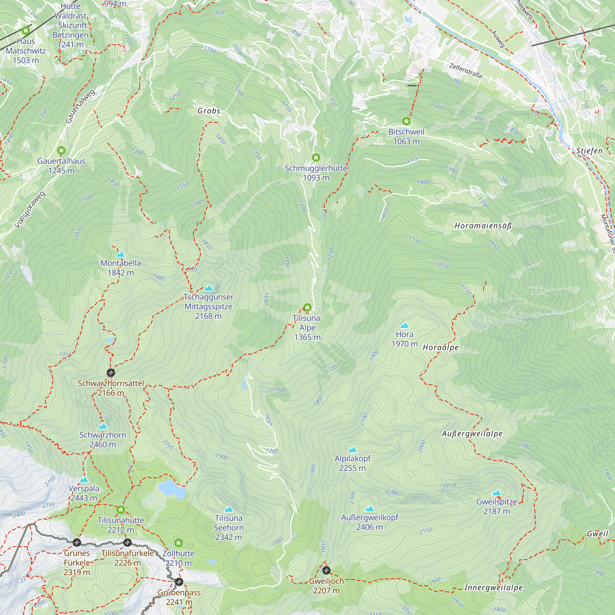 Tilisuna-Alpe map
