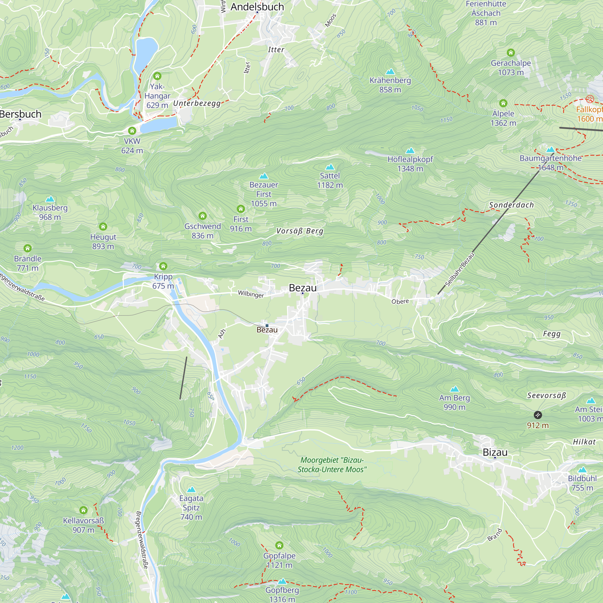 Bezau Tourismus map