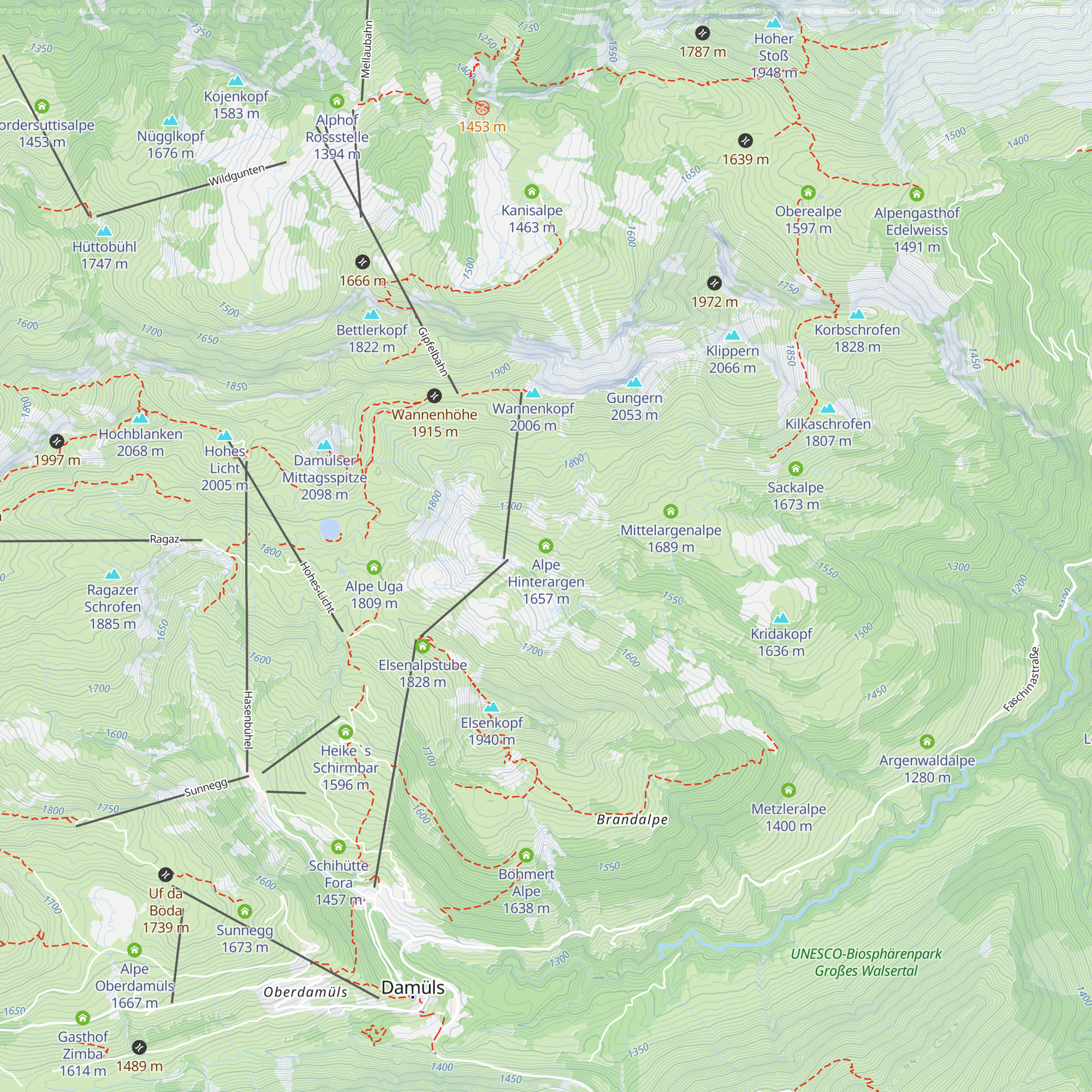 Alpe Hinterargen map