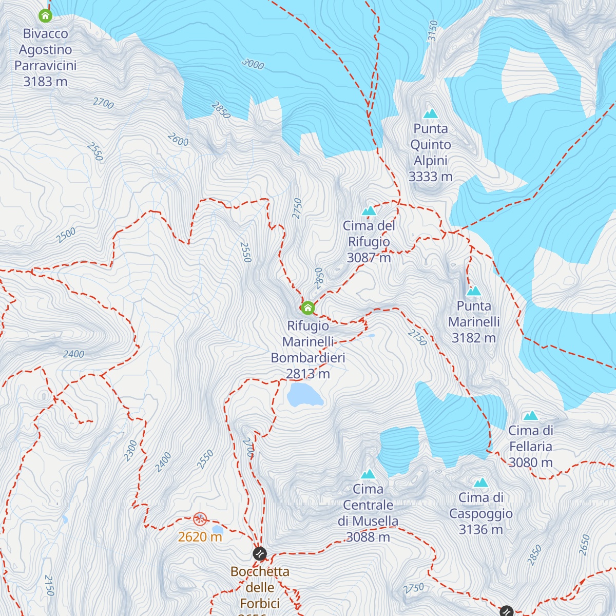 Rifugio Marinelli Bombardieri map