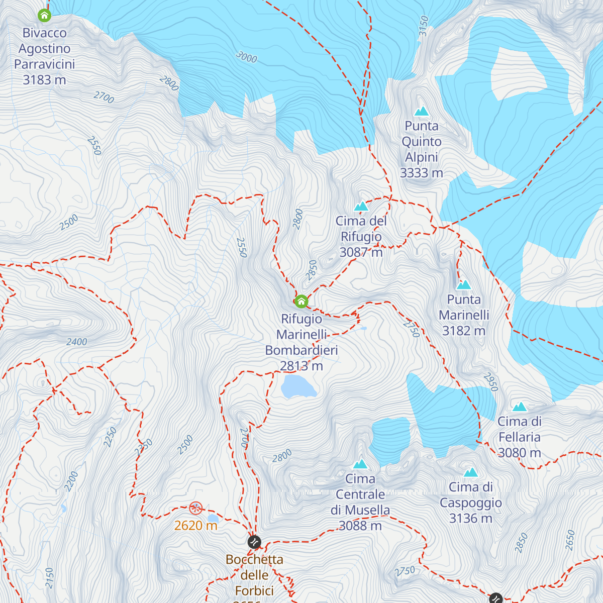 Rifugio Marinelli Bombardieri map