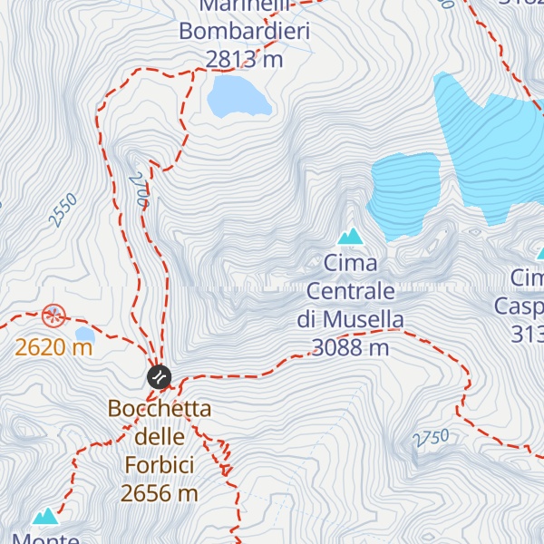 Map of Cima Occidentale di Musella