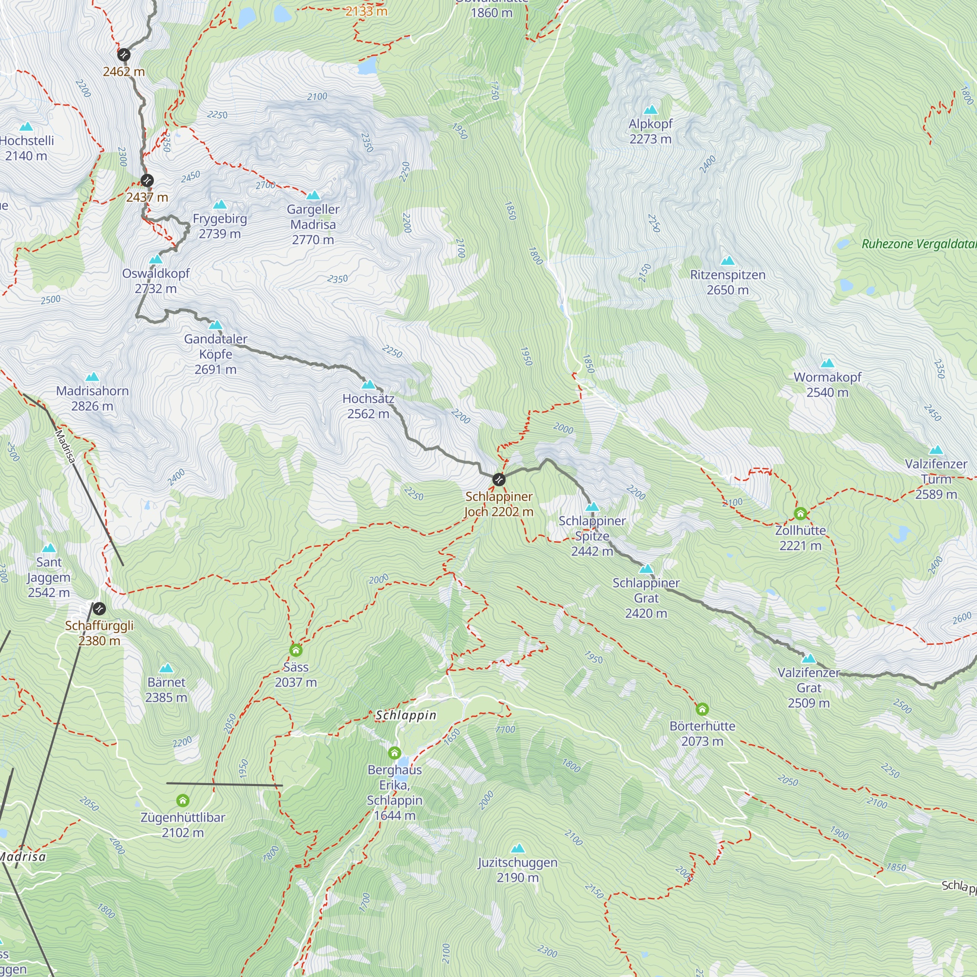 Abri Schlappiner Joch map