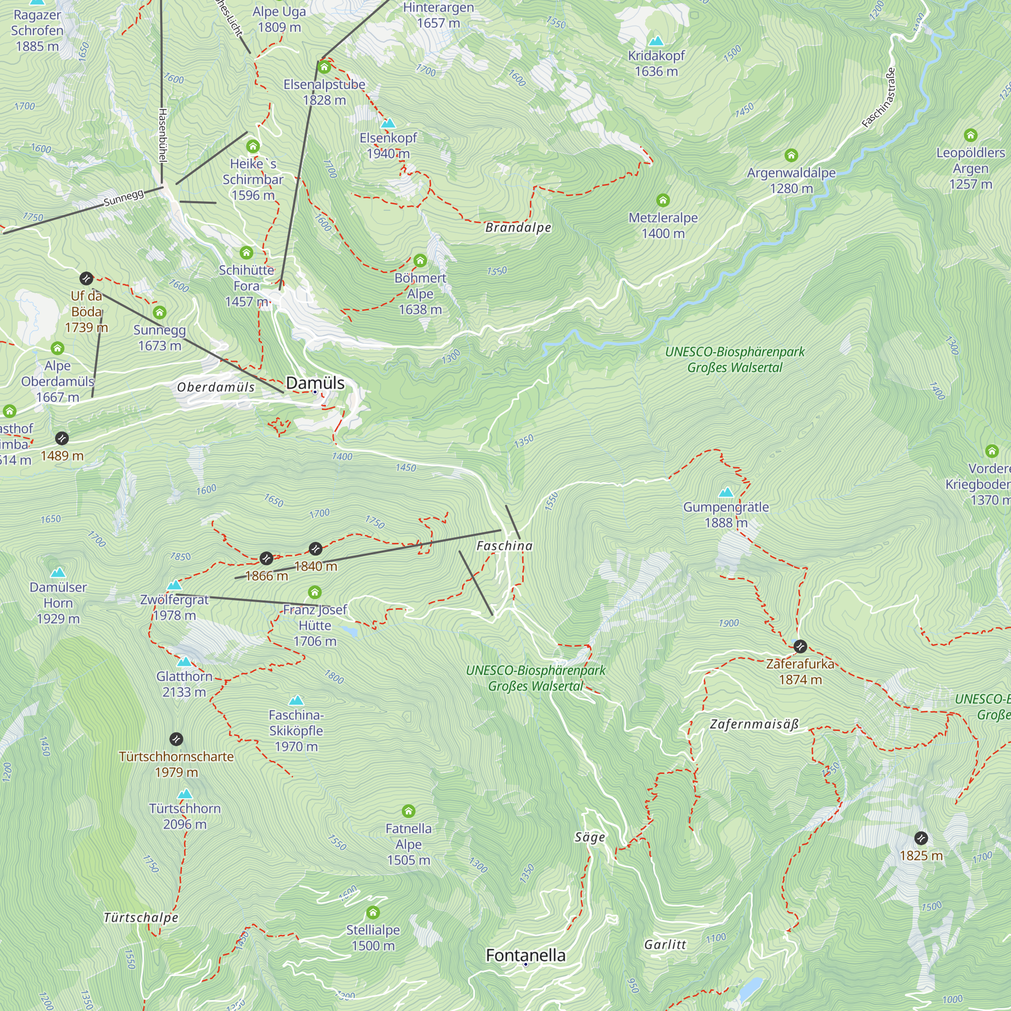 Übungslift Faschina map