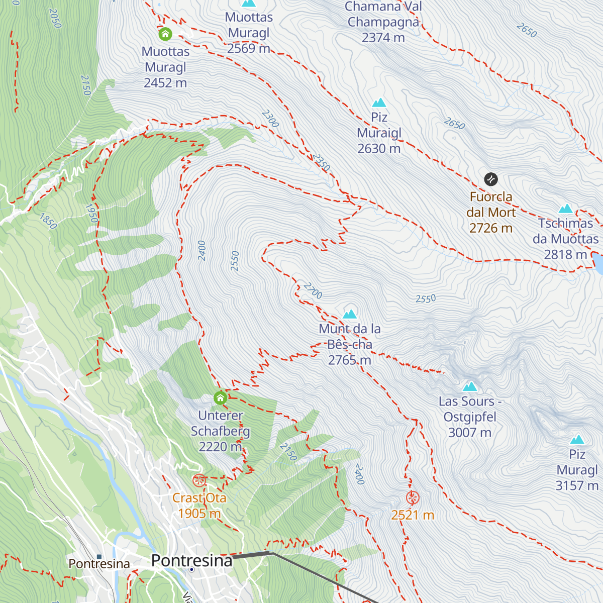 Chamanna Segantini map