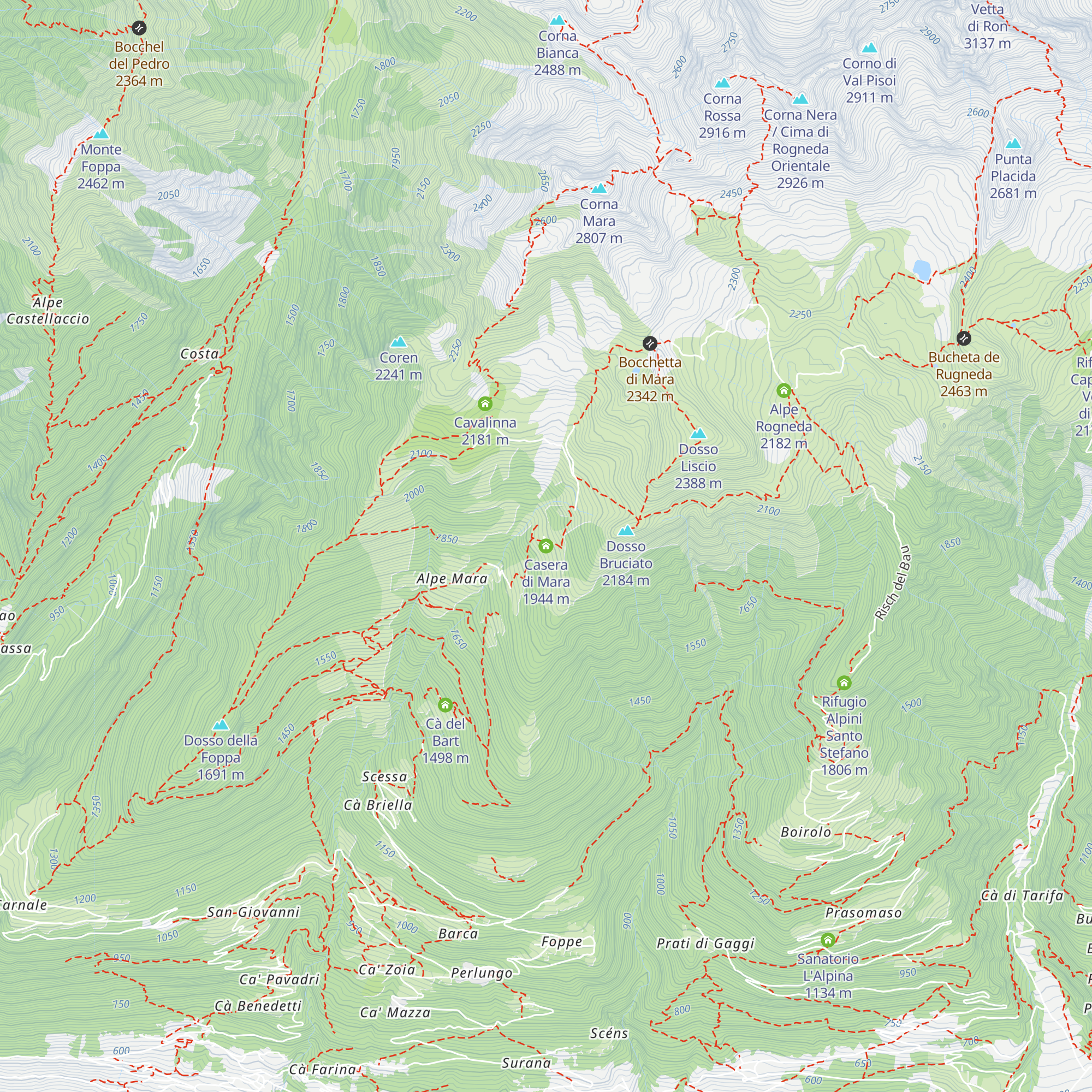 Casera di Mara map