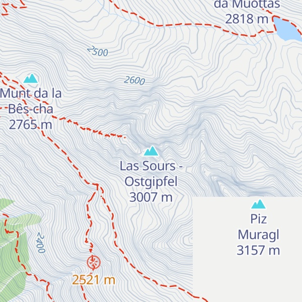 Map of Las Sours - Ostgipfel