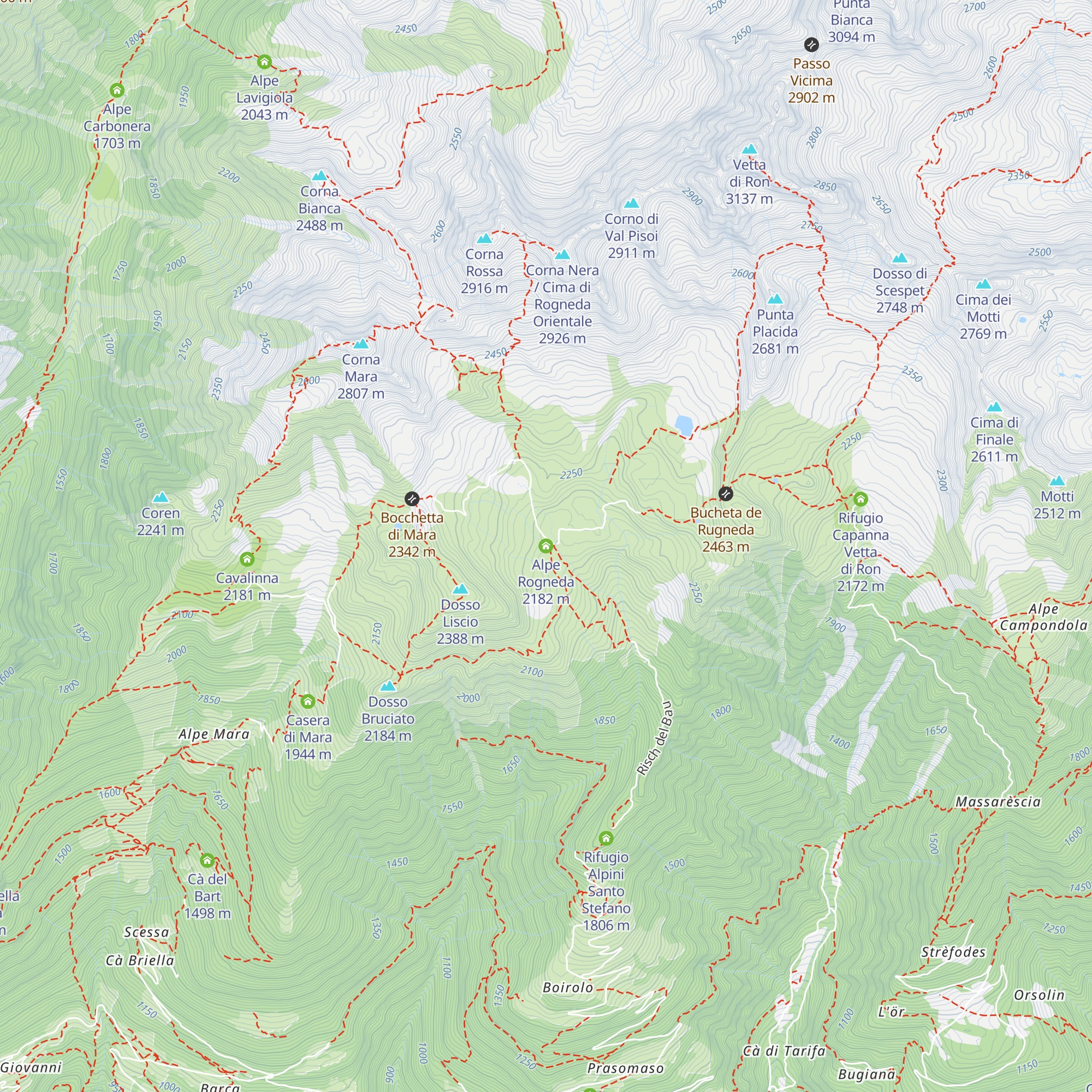 Alpe Rogneda map