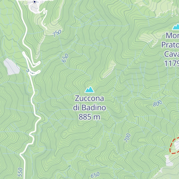 Map of Zuccona di Badino