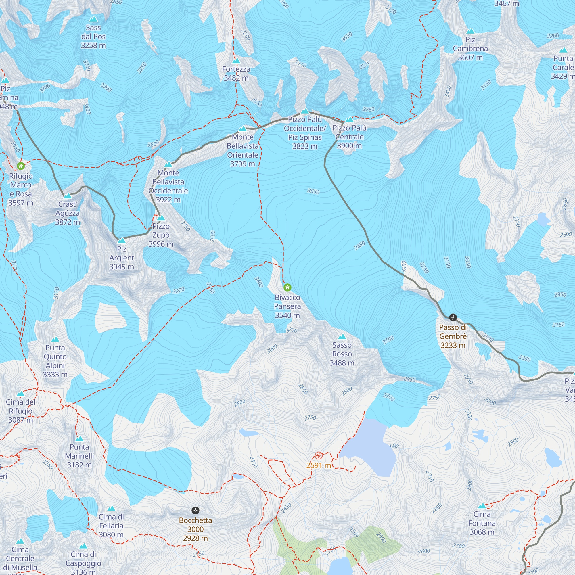Bivacco Pansera map
