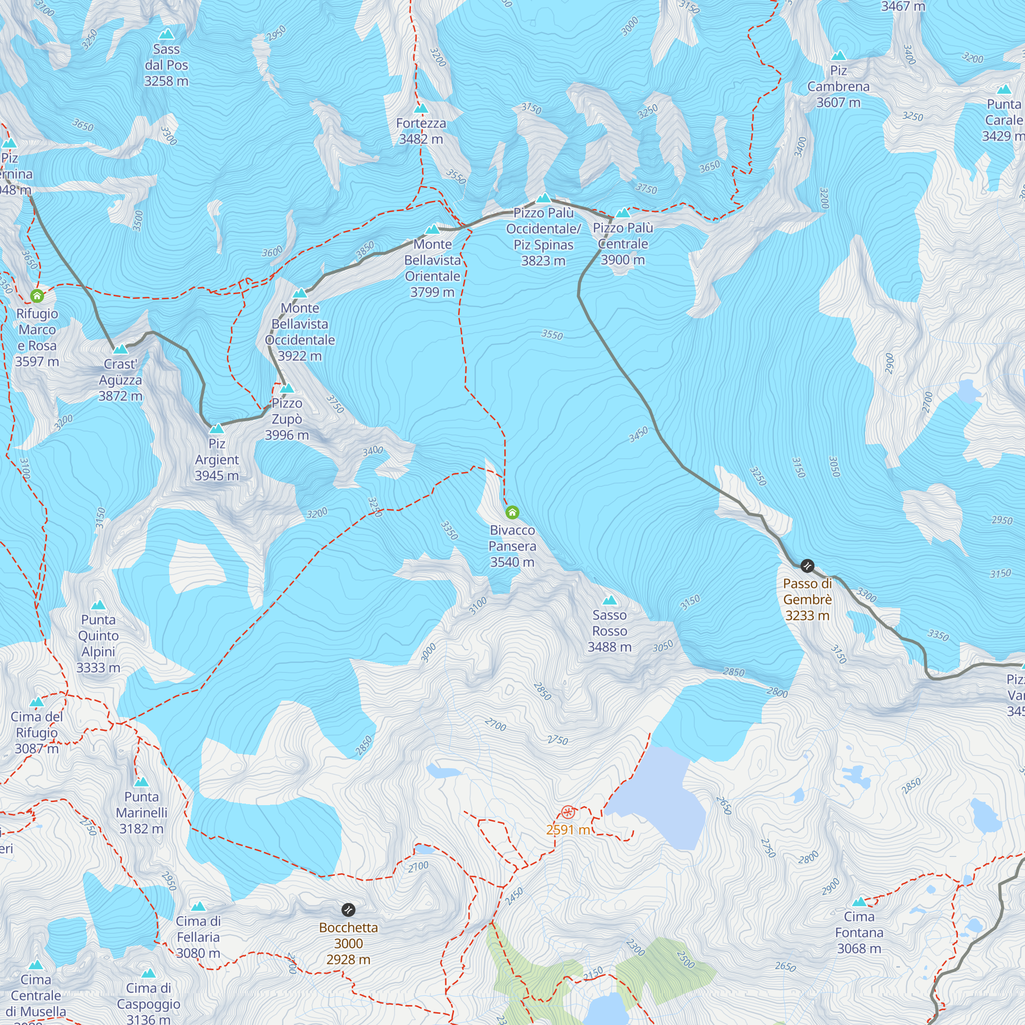 Bivacco Pansera map