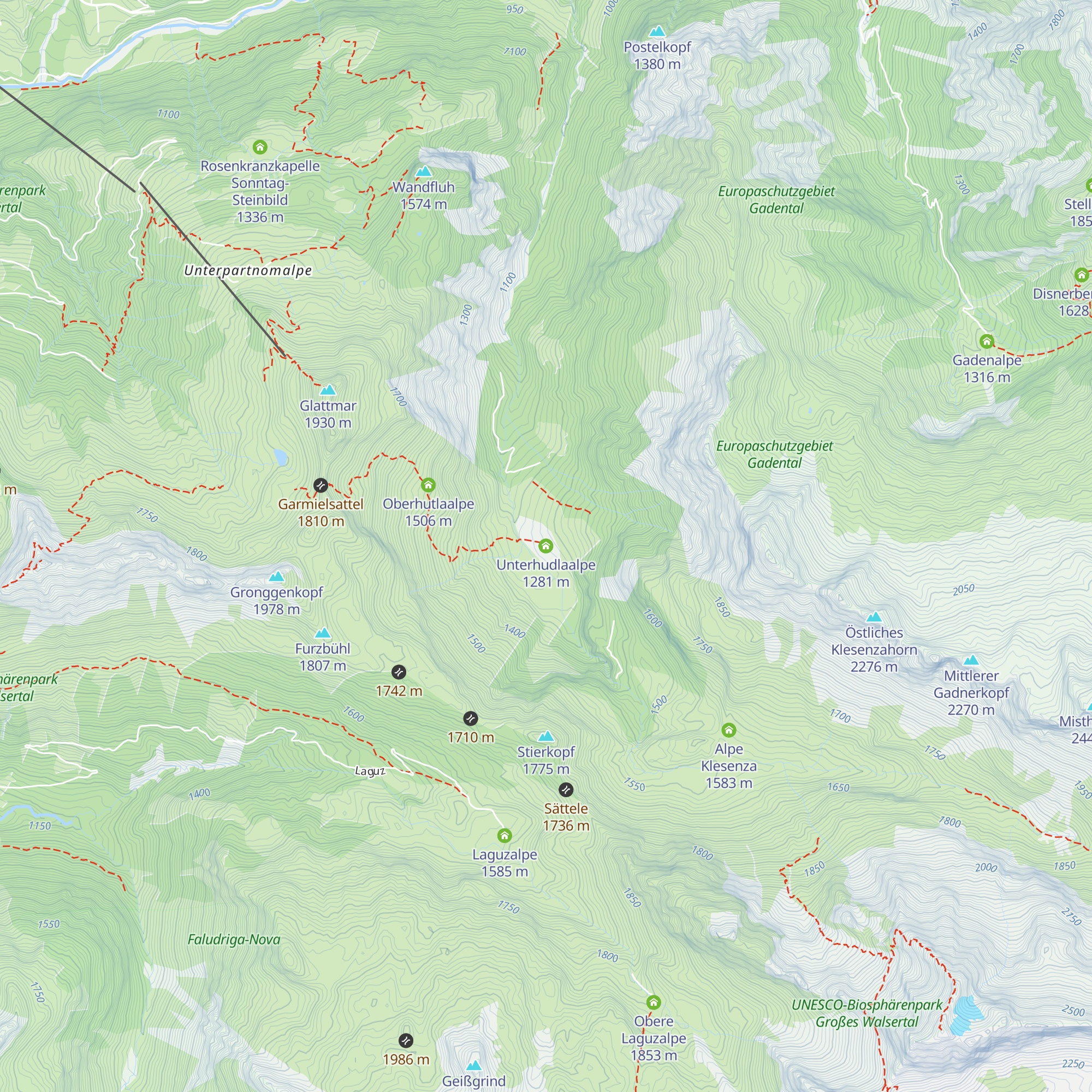 Unterhudlaalpe map