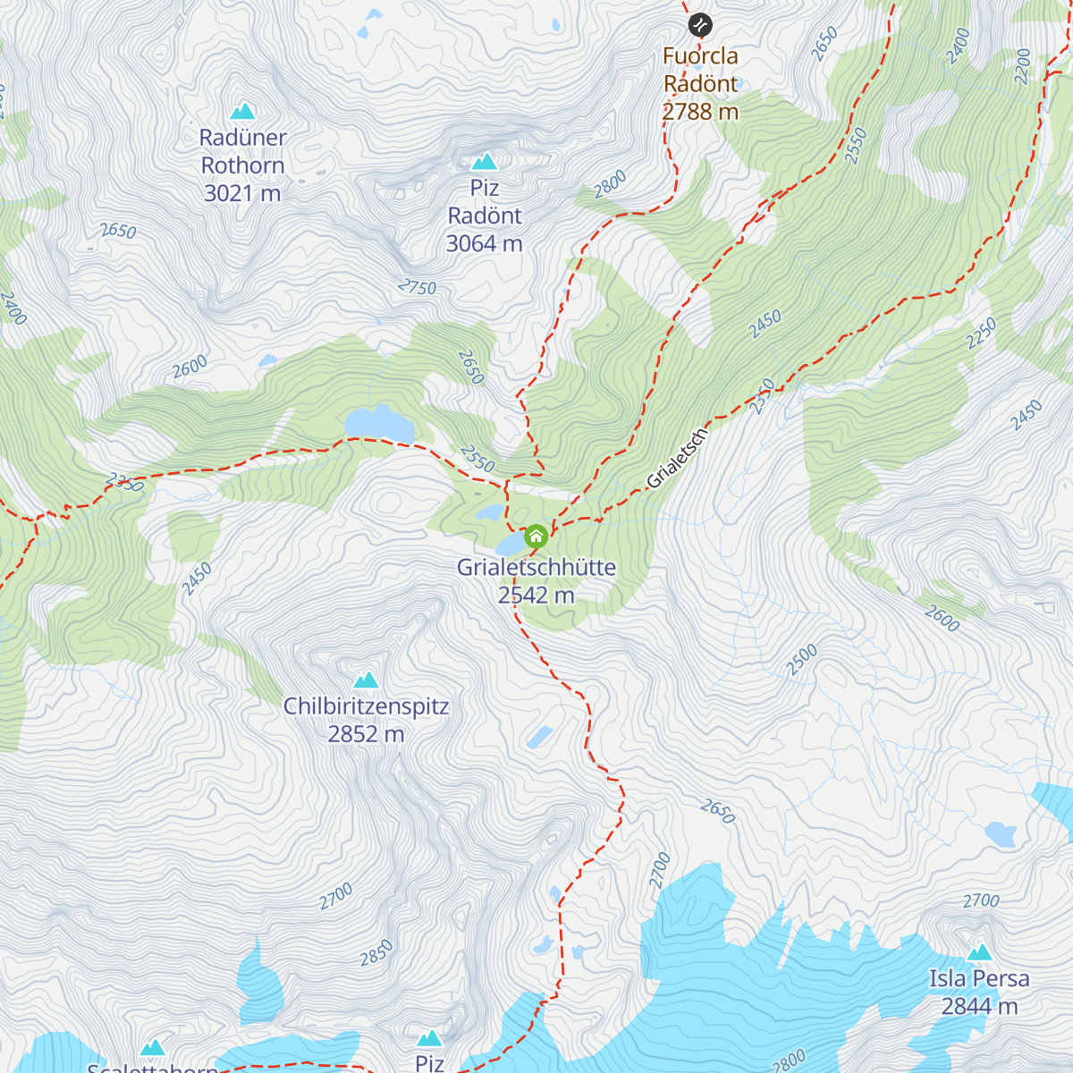 Grialetschhütte map