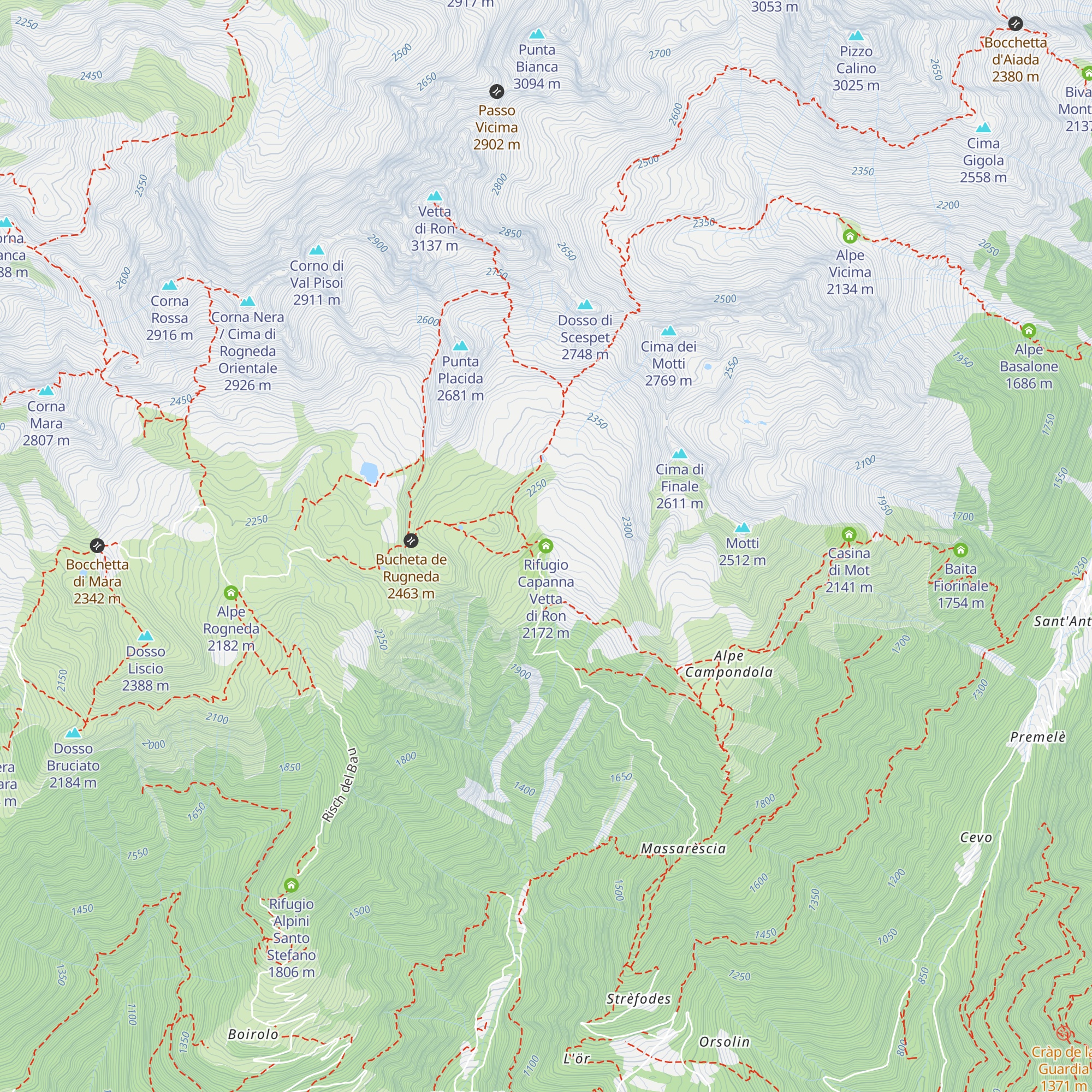 Rifugio Capanna Vetta di Ron map