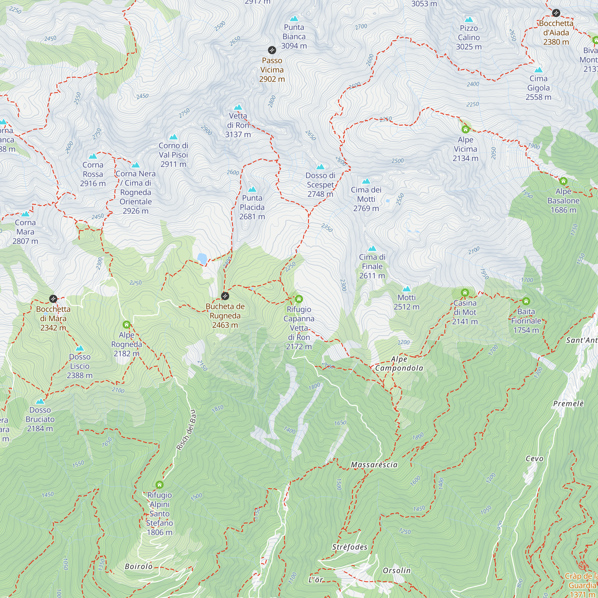 Rifugio Capanna Vetta di Ron map
