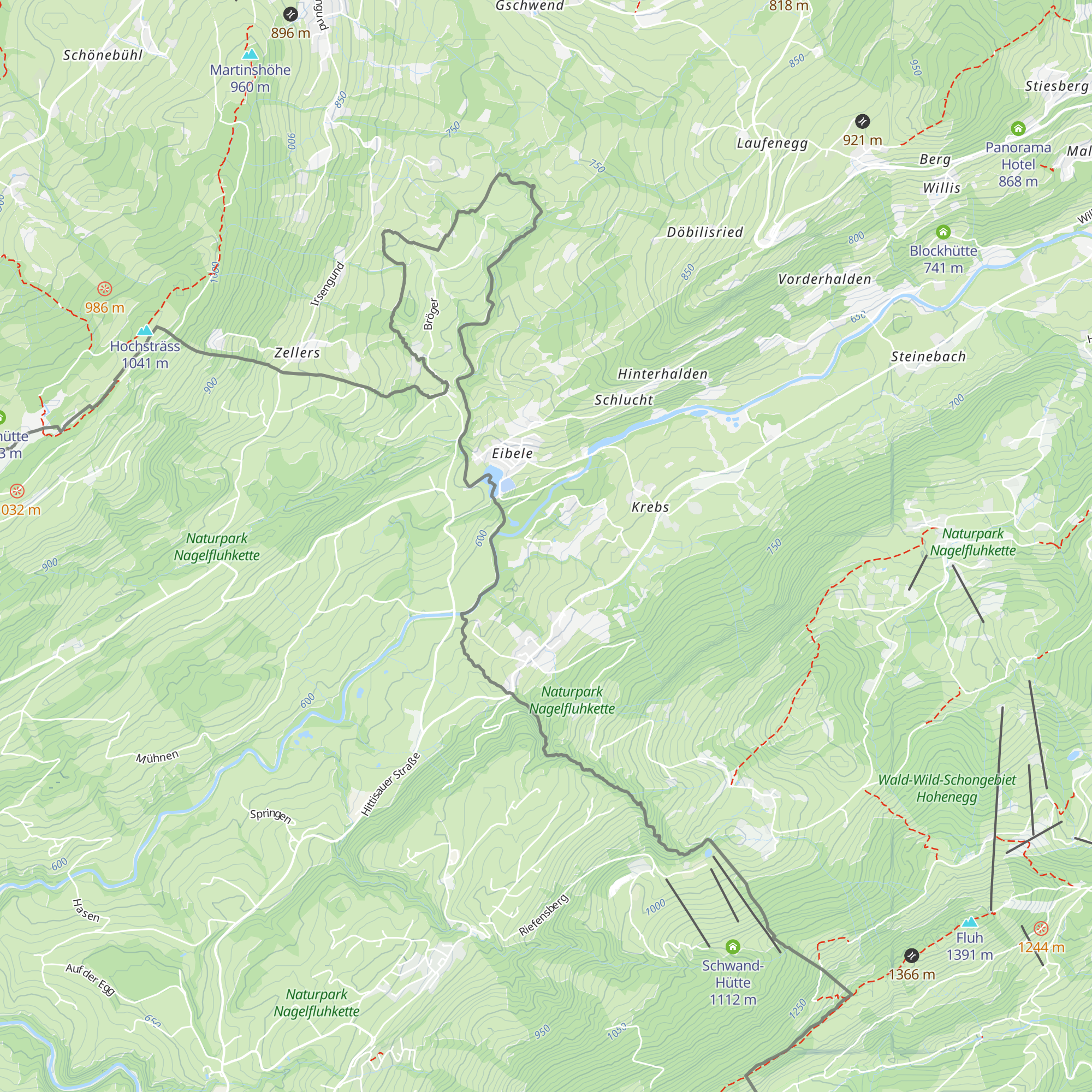 Hütten map