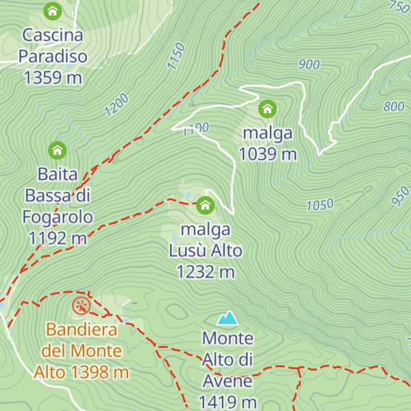 Map of malga Lusù Alto