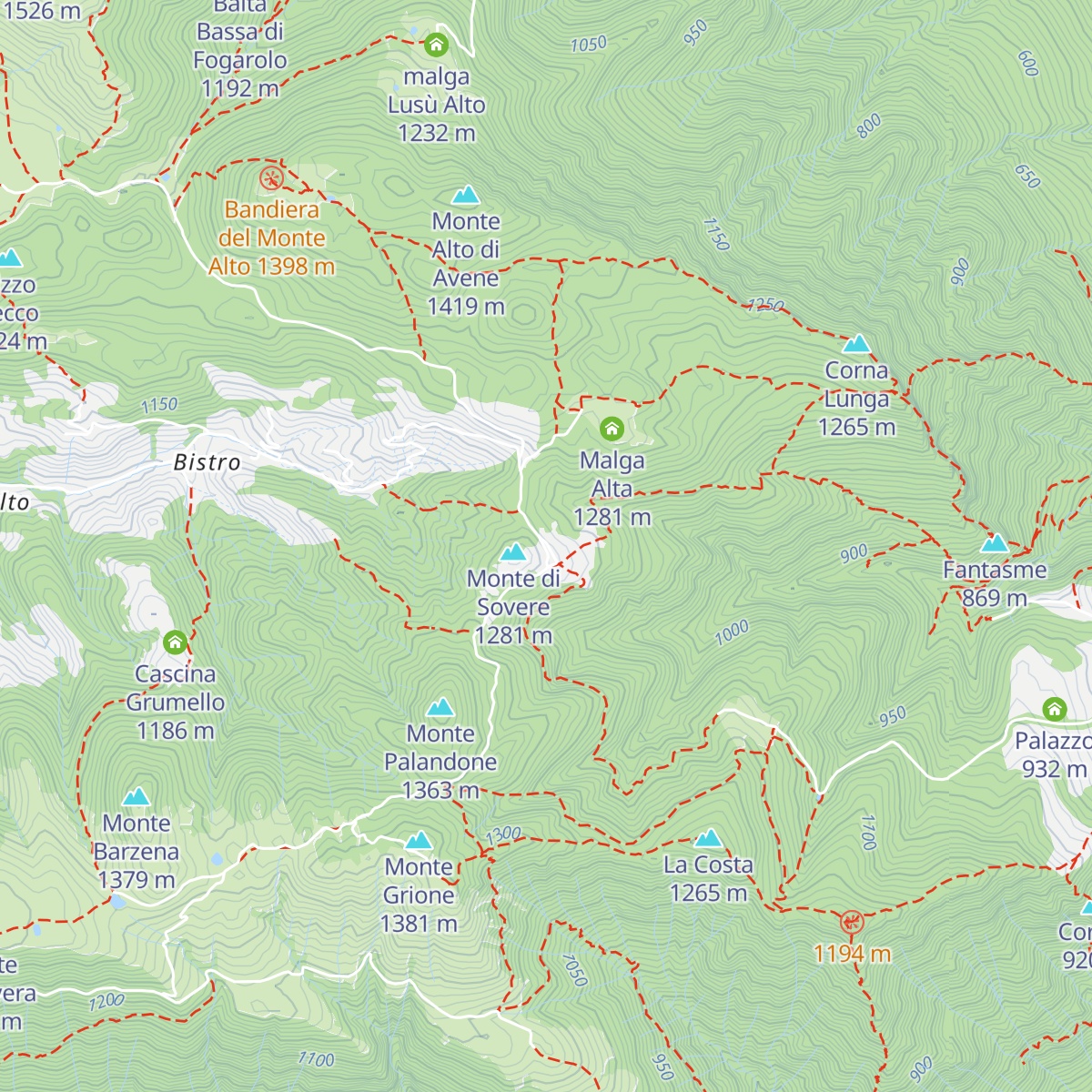 Malga Lunga m.1235 map