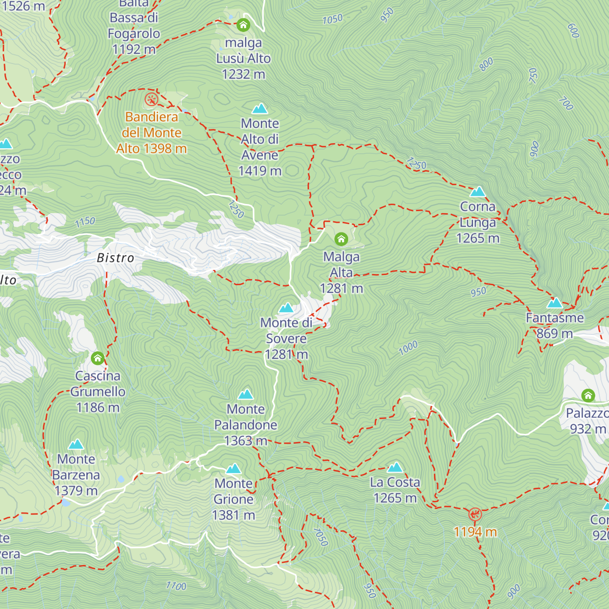 Malga Lunga m.1235 map