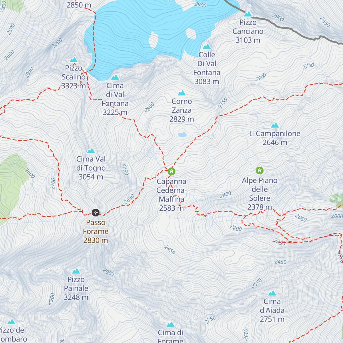 Capanna Cederna-Maffina map