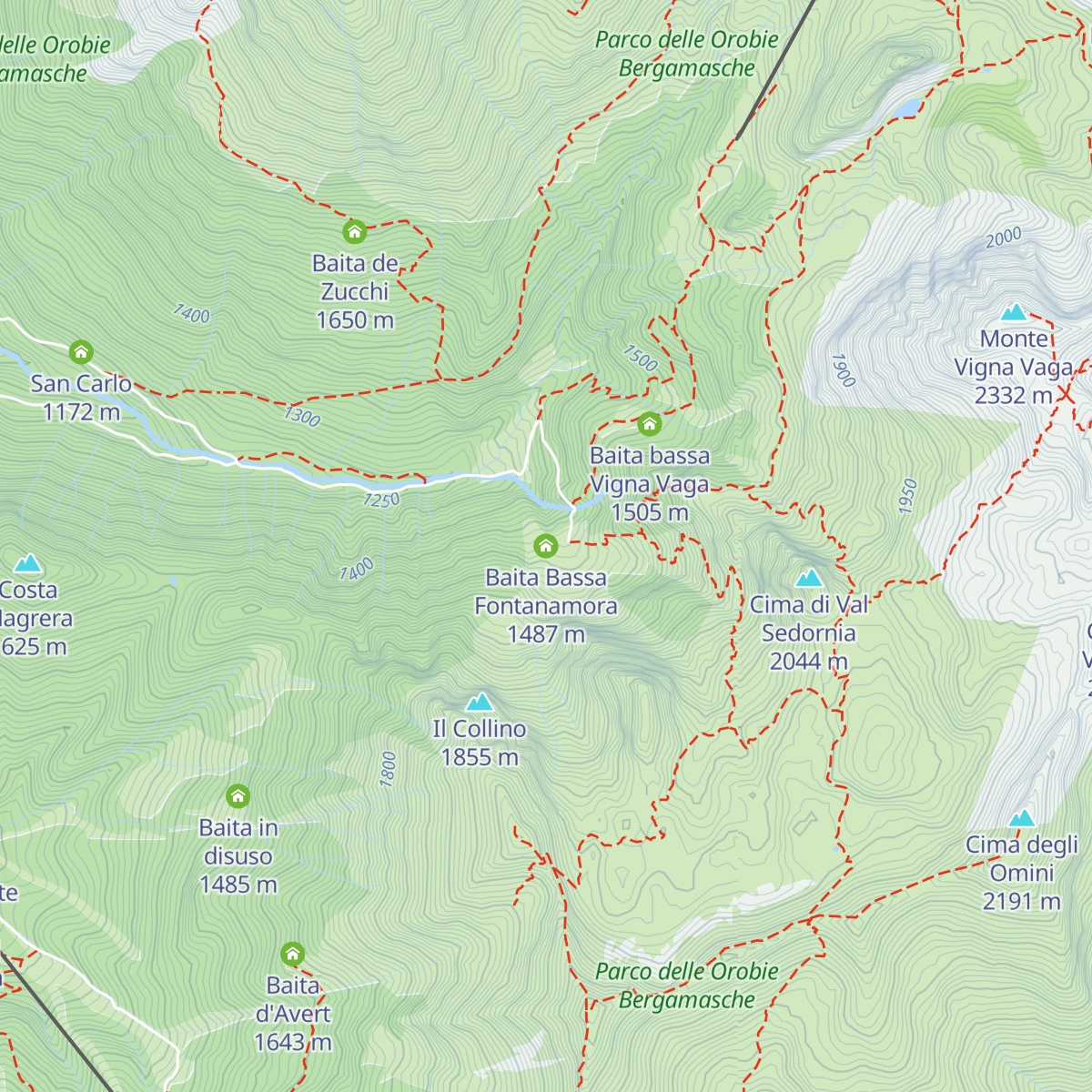 Baita Bassa Fontanamora map