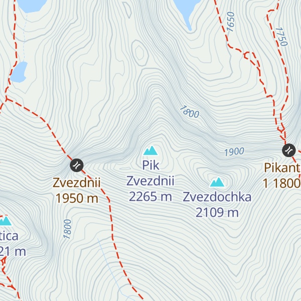 Map of Pik Zvezdnii