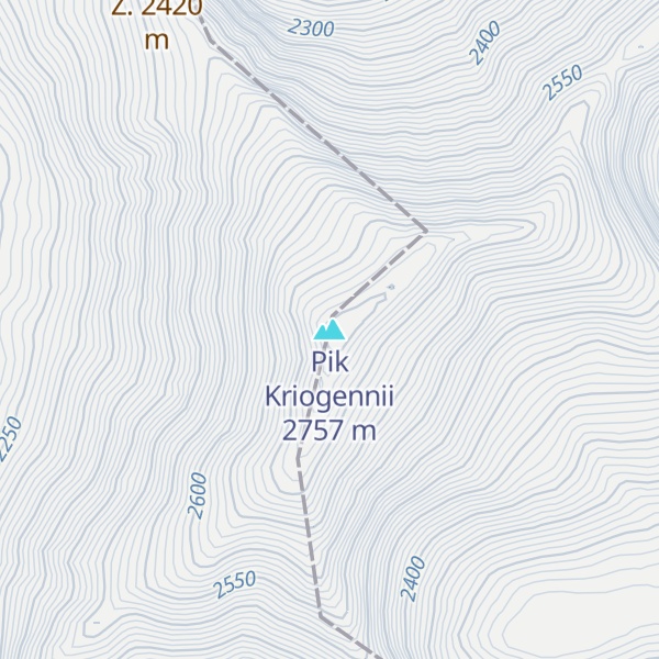 Map of Pik Kriogennii