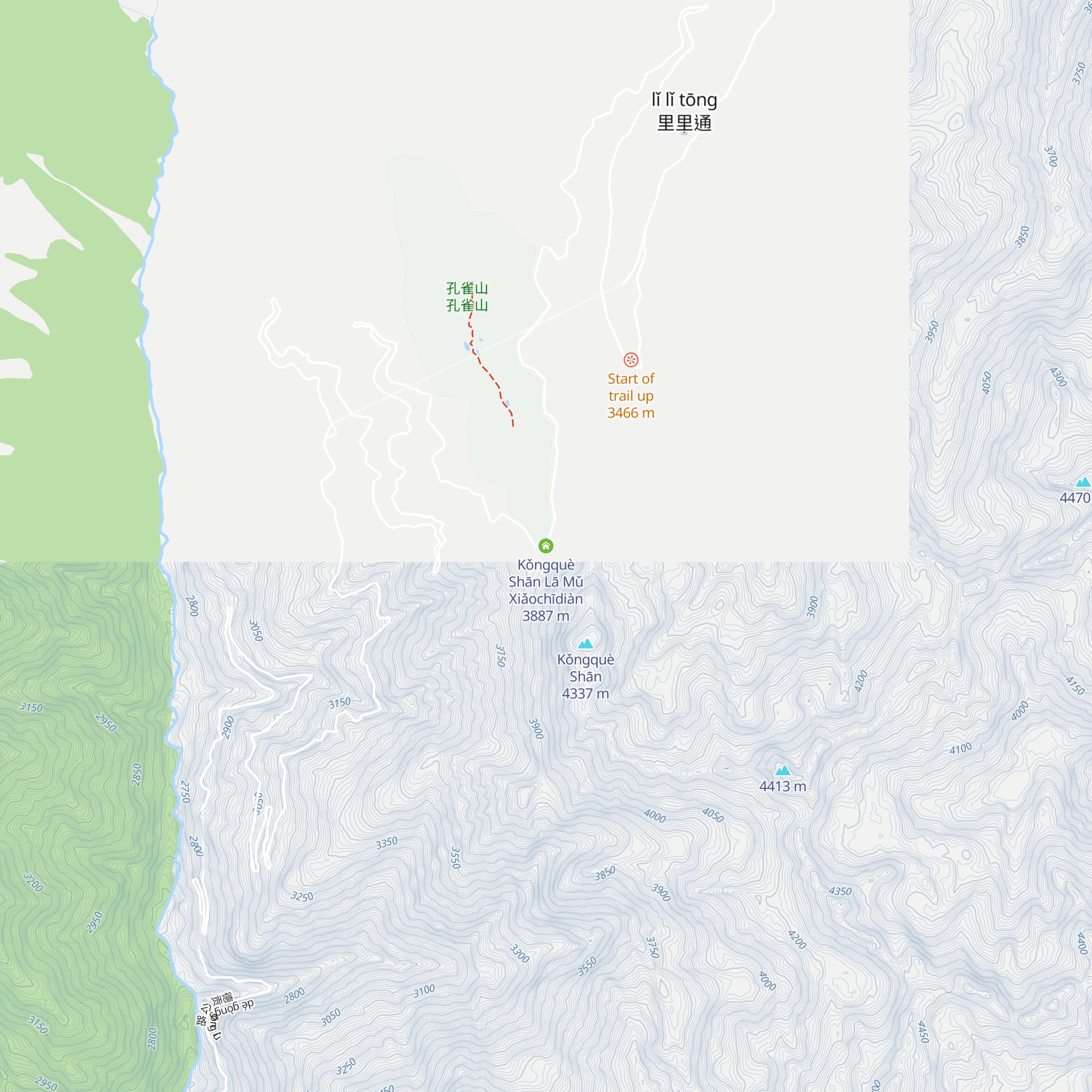 Kǒngquè Shān Lā Mǔ Xiǎochīdiàn map