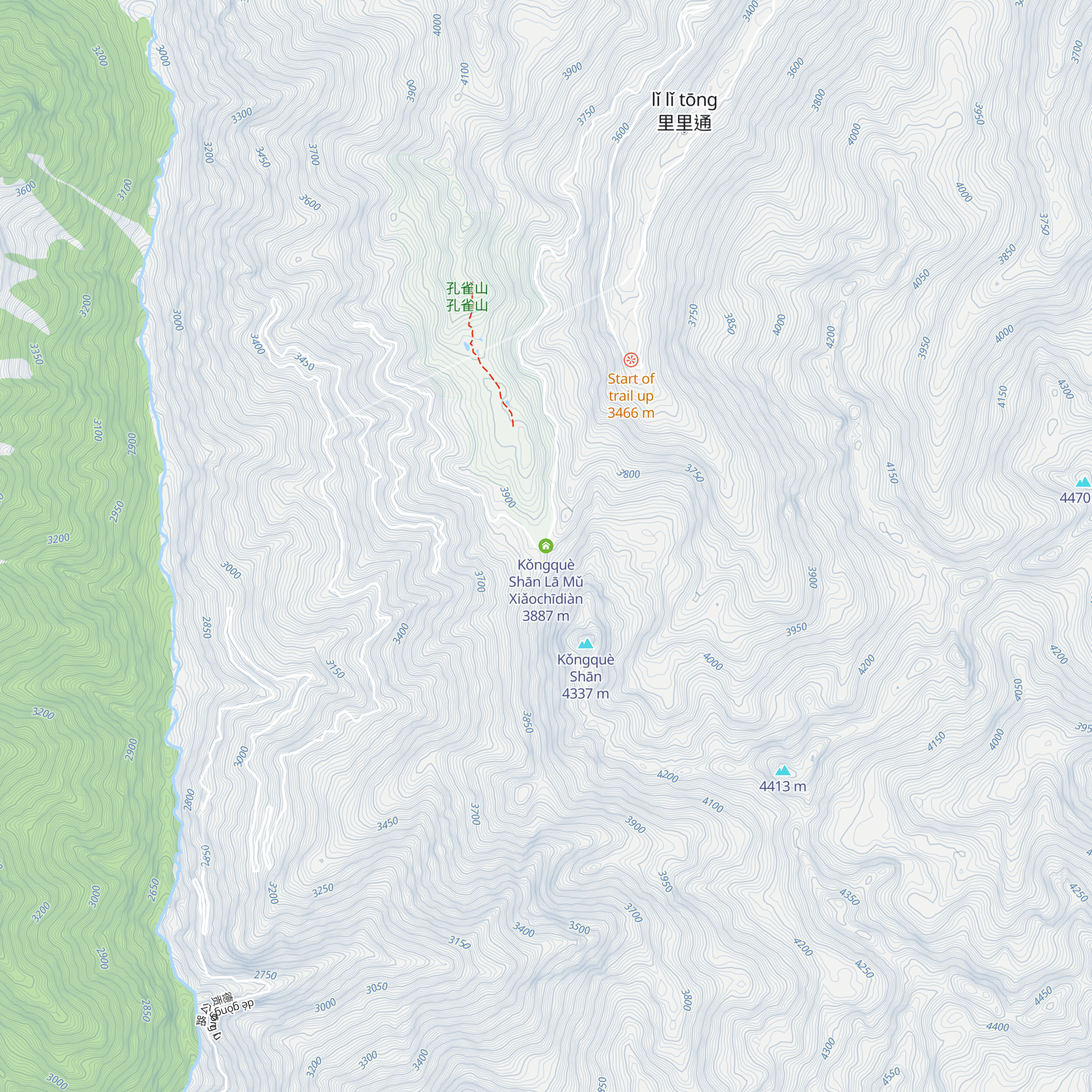 Kǒngquè Shān Lā Mǔ Xiǎochīdiàn map