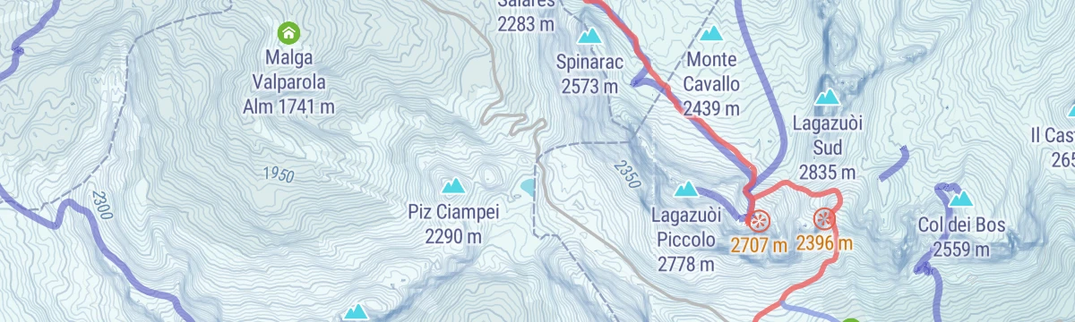 Map of the start of Discesa a neve fresca dal Valparola all'Armentarola