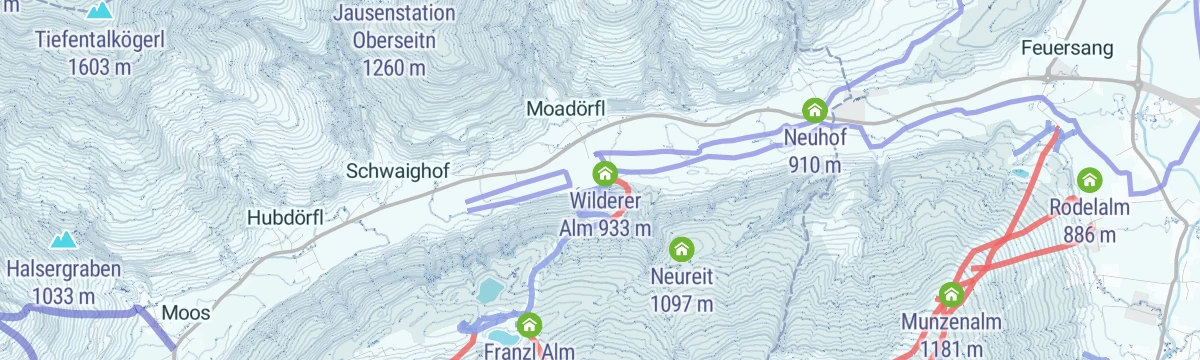 Map of the start of Skitour Rote 8er Wagrain