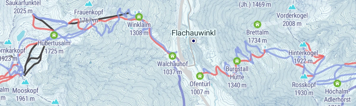 Map of the start of Aufstiegsroute Shuttleberg